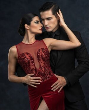 Carmen Plunged Neck Showcase Dress