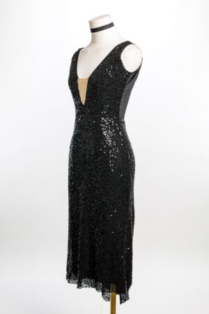 Sequined Plunge Neck Dress